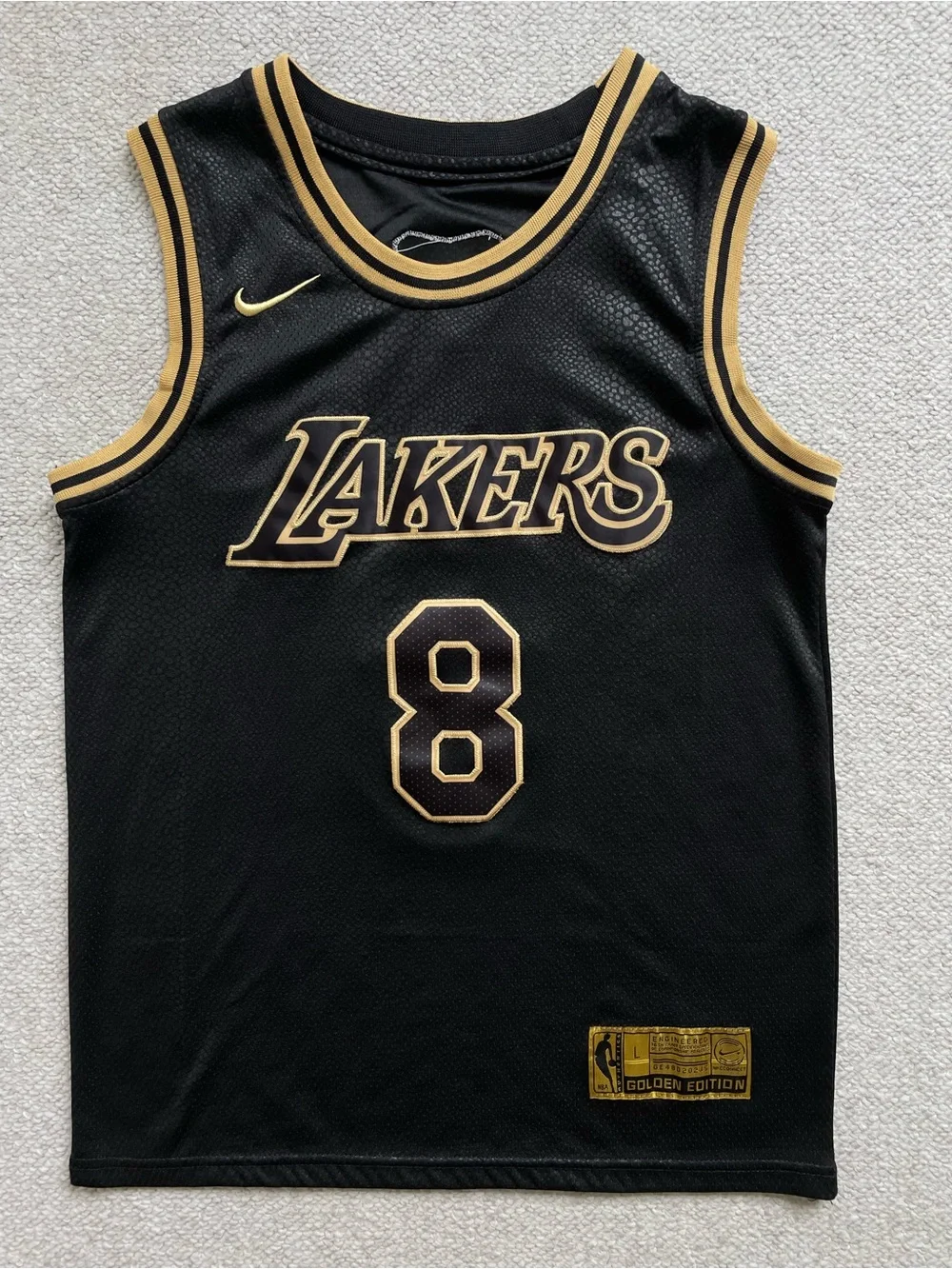 Nike Kobe Bryant LA Lakers Black Mamba Golden Edition Jersey, Size Large